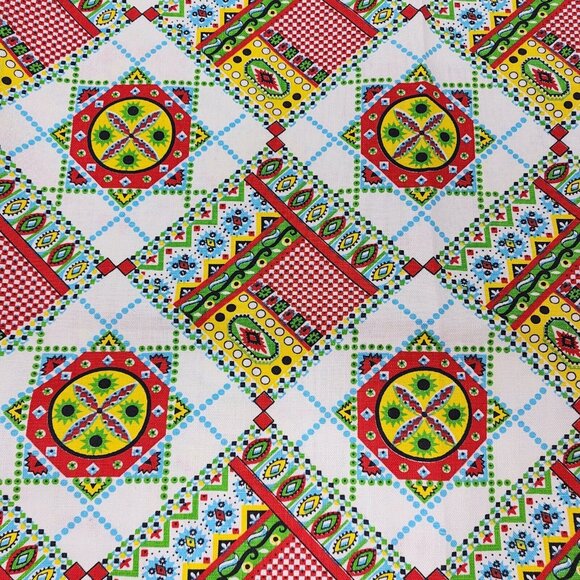 Upholstery Fabric Geometric Cotton Multi-color Groovy 44" Wide 6 Yards VTG - Picture 1 of 6